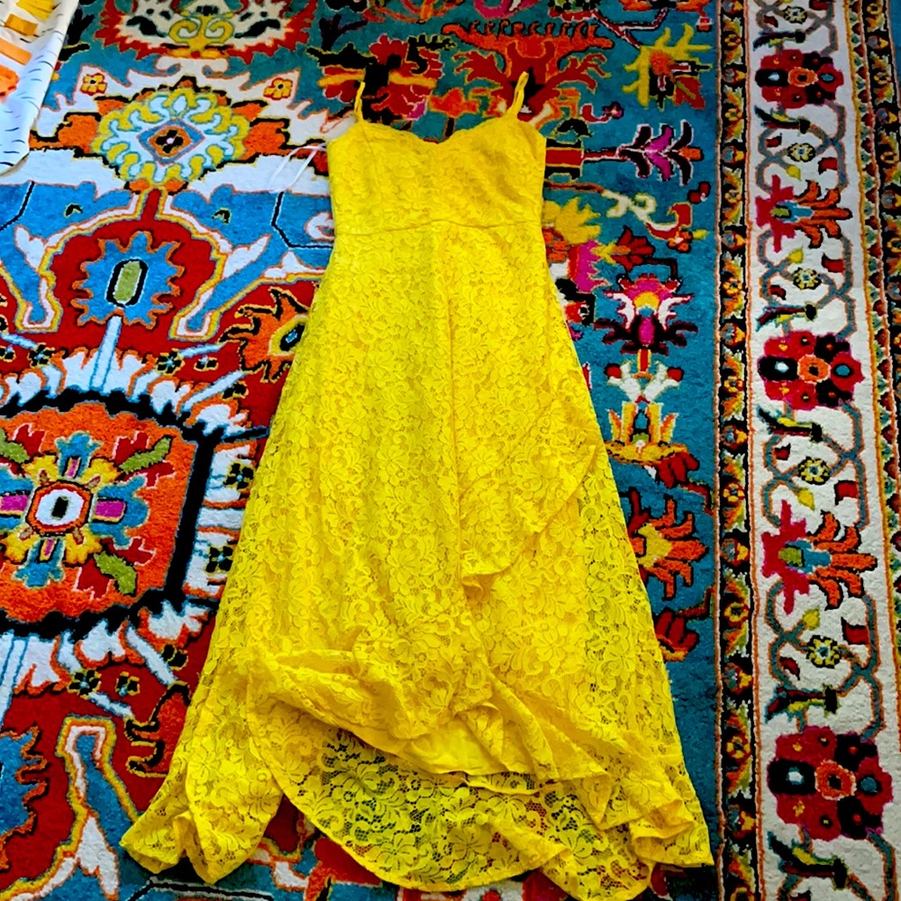 Lulu yellow lace dress